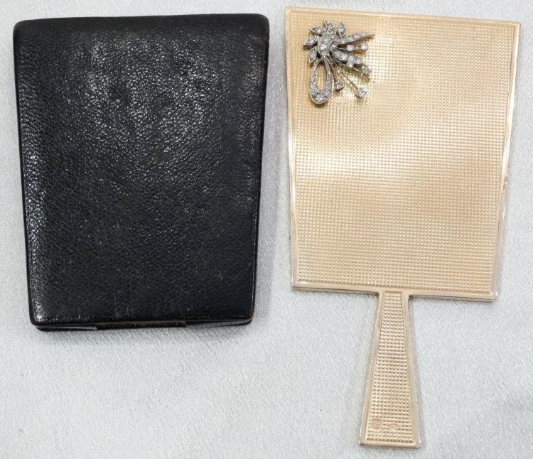 B&A Solid "56" 14K Yellow Gold Miniature Hand Mirror (1 of 6)