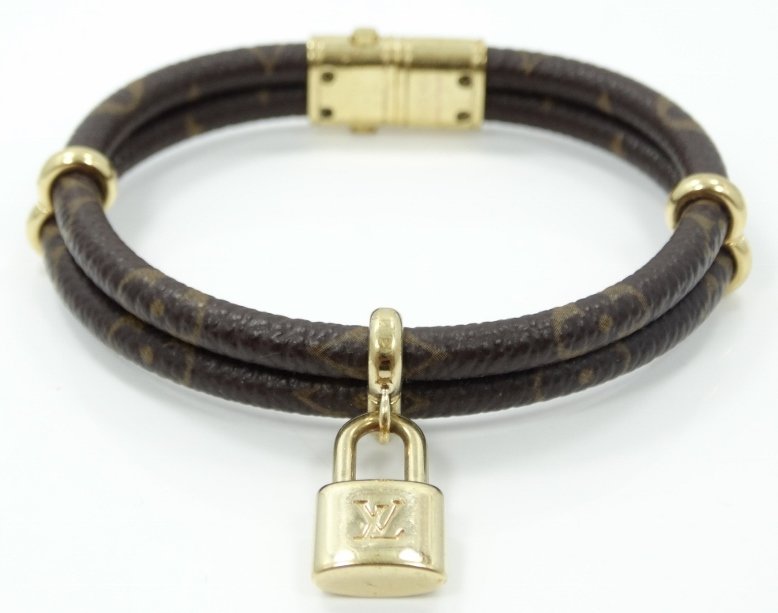 Louis Vuitton Monogram Leather & 18K Gold Plated "Keep (1 of 6)