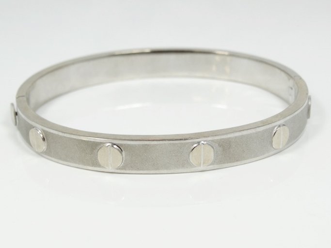 Solid 14K White Gold Cartier Style Bangle Bracelet (1 of 4)