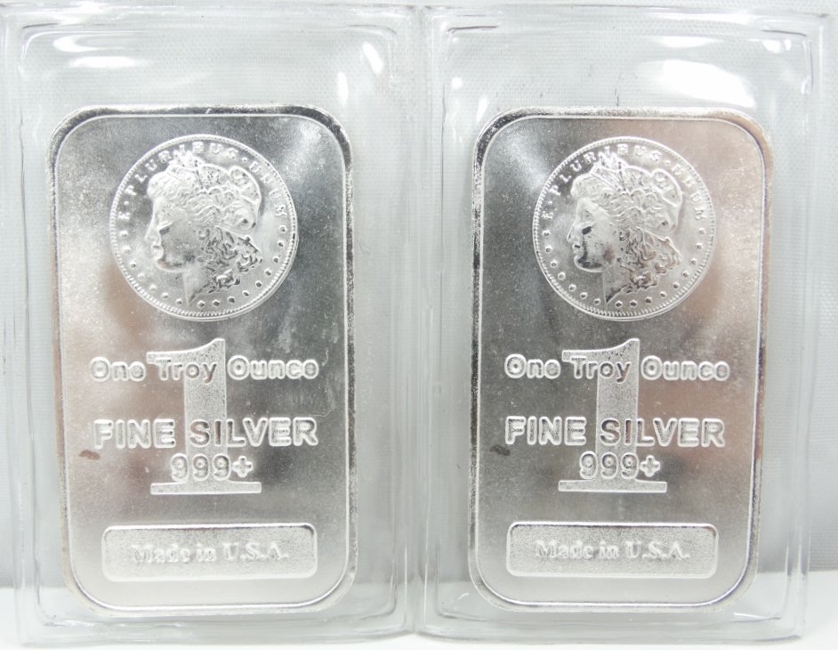 Lot of (2) One Troy Ounce 999+ Fine Silver Bars In (1 of 2)