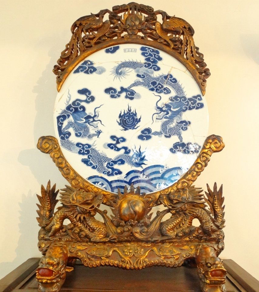 Empire Piece - Large Wood-Mounted Blue & White (1 of 6)