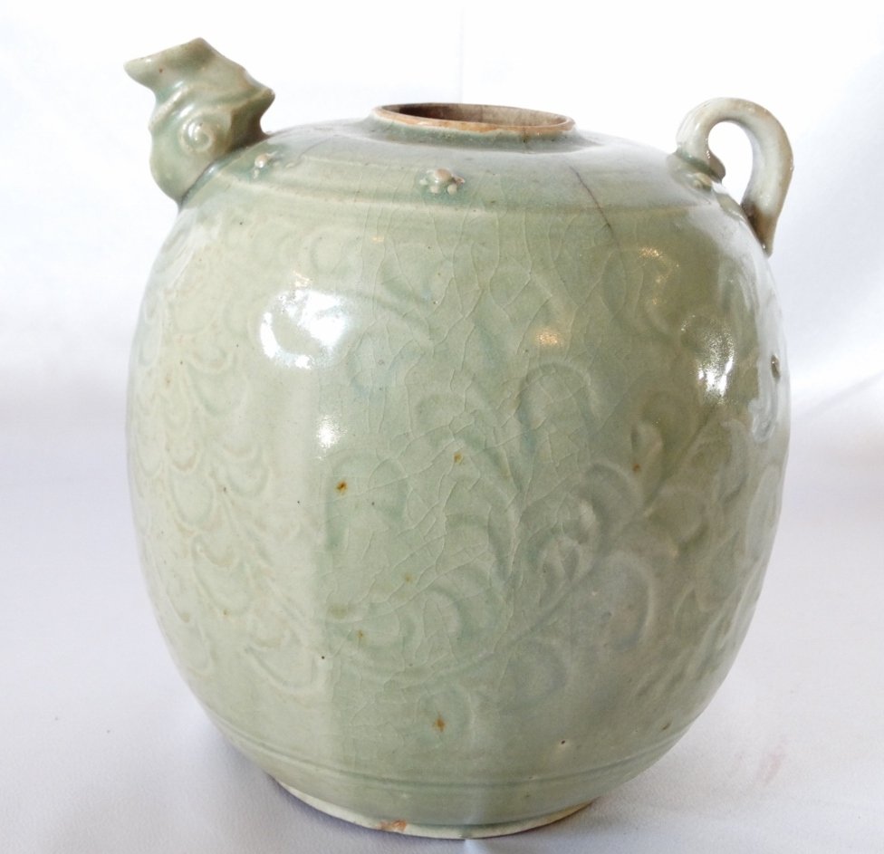 Northern Song Style Celadon Ewer W/Incised Floral (1 of 9)