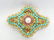 Solid 18K, Ruby, Turquoise, & 4MM Pearl Brooch