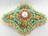 Solid 18K, Ruby, Turquoise, & 4MM Pearl Brooch - 2
