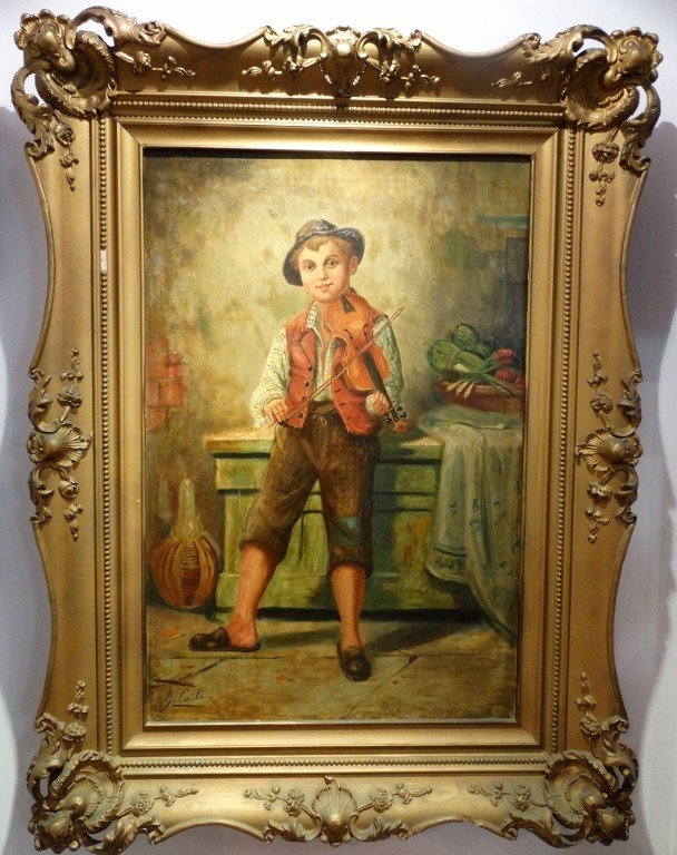 Original Oil on Canvas "Fiddle Player" Painting (1 of 4)