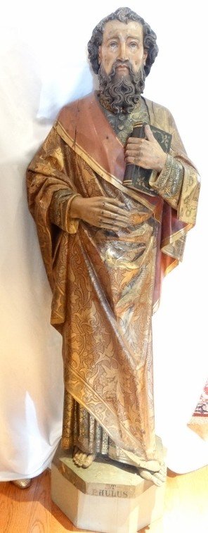 Spanish Polychrome on Wood St. Paulus Statue (1 of 6)