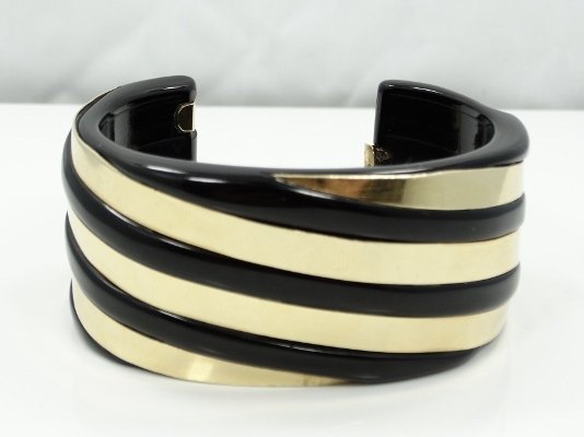 MAZ Onyx/14K Wide-Wedge Cuff Bracelet *Signed* (1 of 6)