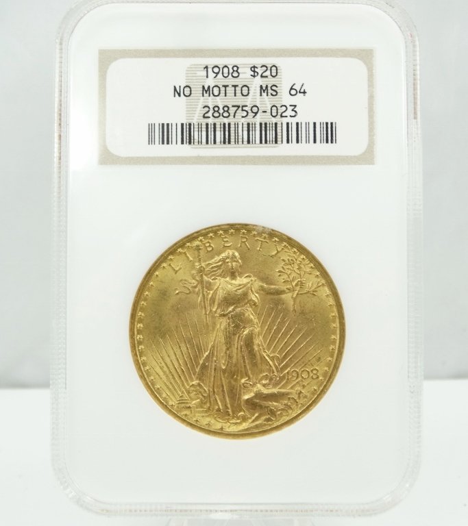 1908-P Saint Gaudens Double Eagle MS64 No Motto (1 of 4)