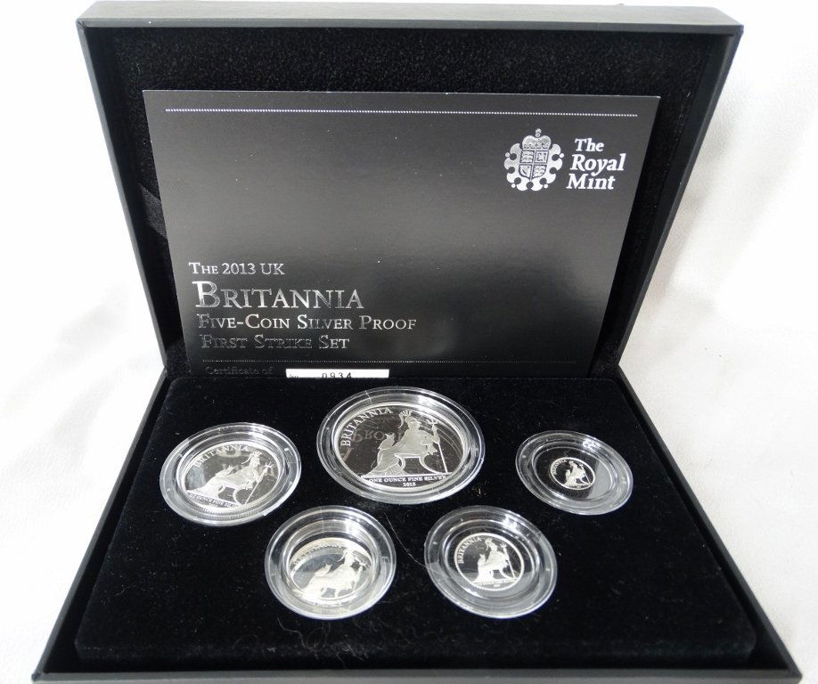 2013 UK Britannia 5-Coin Slvr Prf 1st Strike Set (1 of 7)