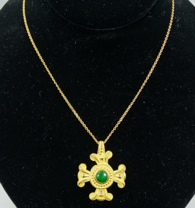 24K YG & AAA Nephrite Pendant on 24K YG 24" Chain (1 of 5)