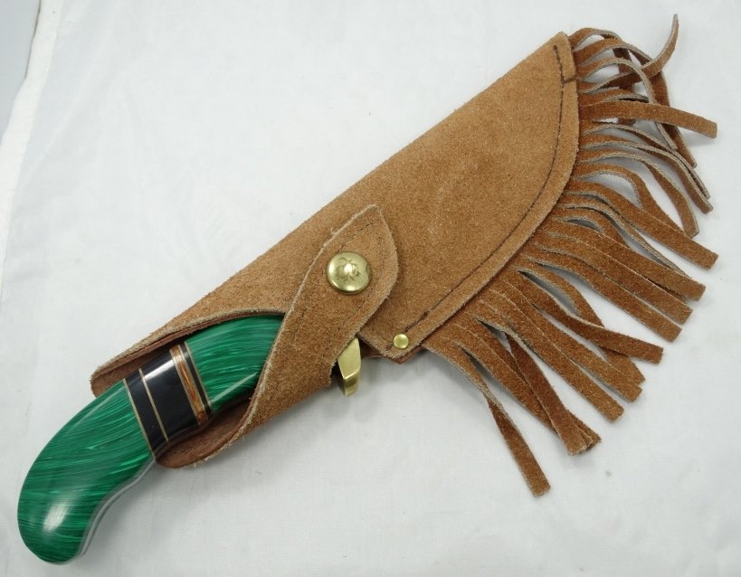Vintage Knife W/Malachite, Onyx & Wood Handle (1 of 4)