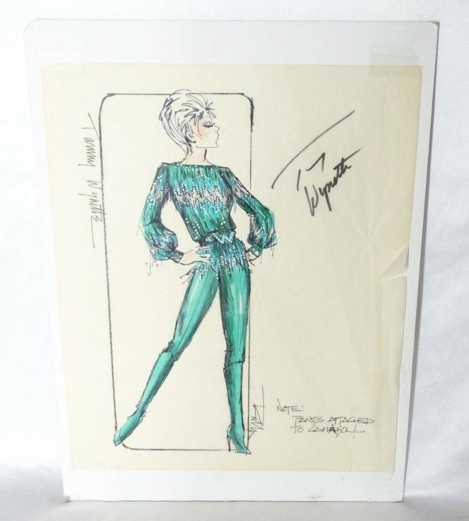Tammy Wynette Orig. Costume Sketch Signed W/COA (1 of 5)