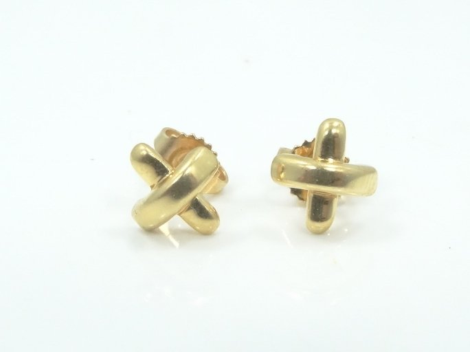 Tiffany & Co. Solid 18K Yellow Gold "X" Earrings (1 of 4)