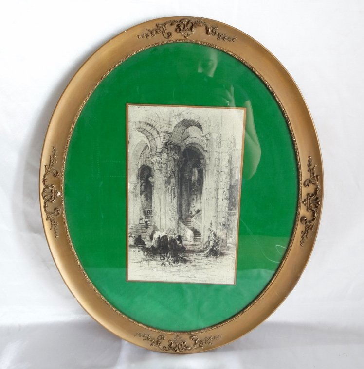 19th C. Framed Etching of Architechtural Scene (1 of 3)