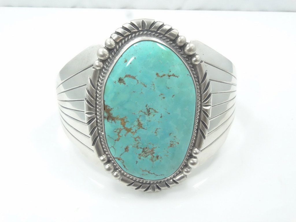 Native American Sterling Silver & Turqoise Cuff (1 of 5)