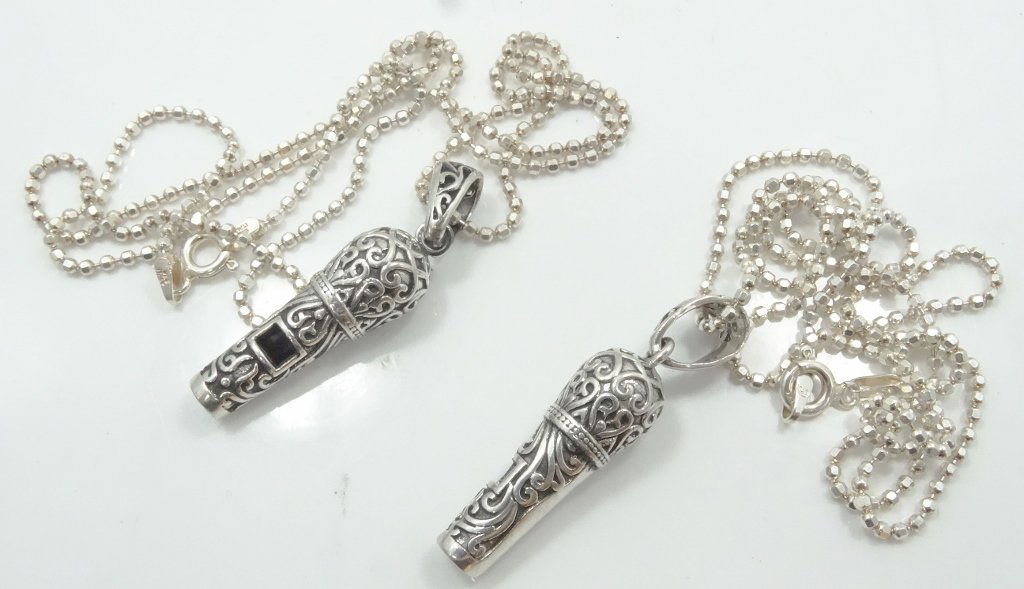 (2) Solid Sterling Silver Whistle Necklaces (1 of 3)