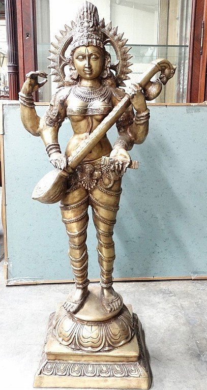 Vintage Solid Brass52" Shiva W/Instrument (1 of 4)