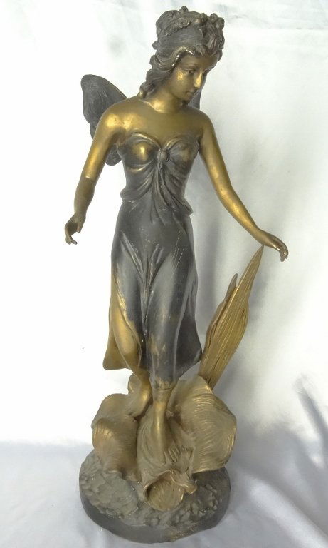 Art Nouveau Bi-Color Solid Bronze 24" Statue (1 of 5)
