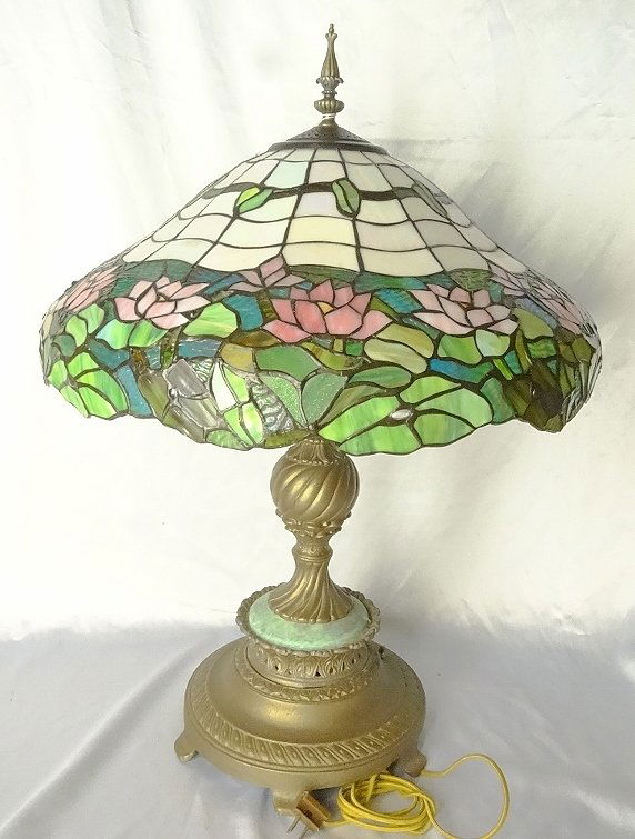 Mid-Century Tiffany Style 27" Bronze Table Lamp (1 of 5)