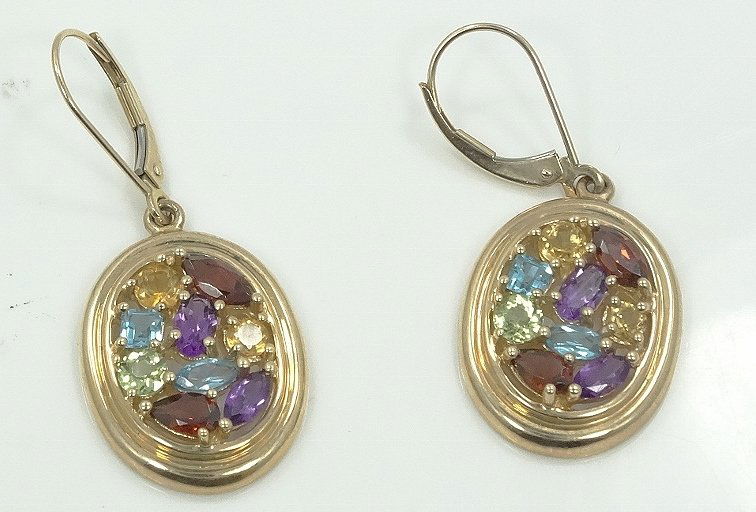2ctw Multi Gemstone & 10K 1" Earrings (1 of 3)