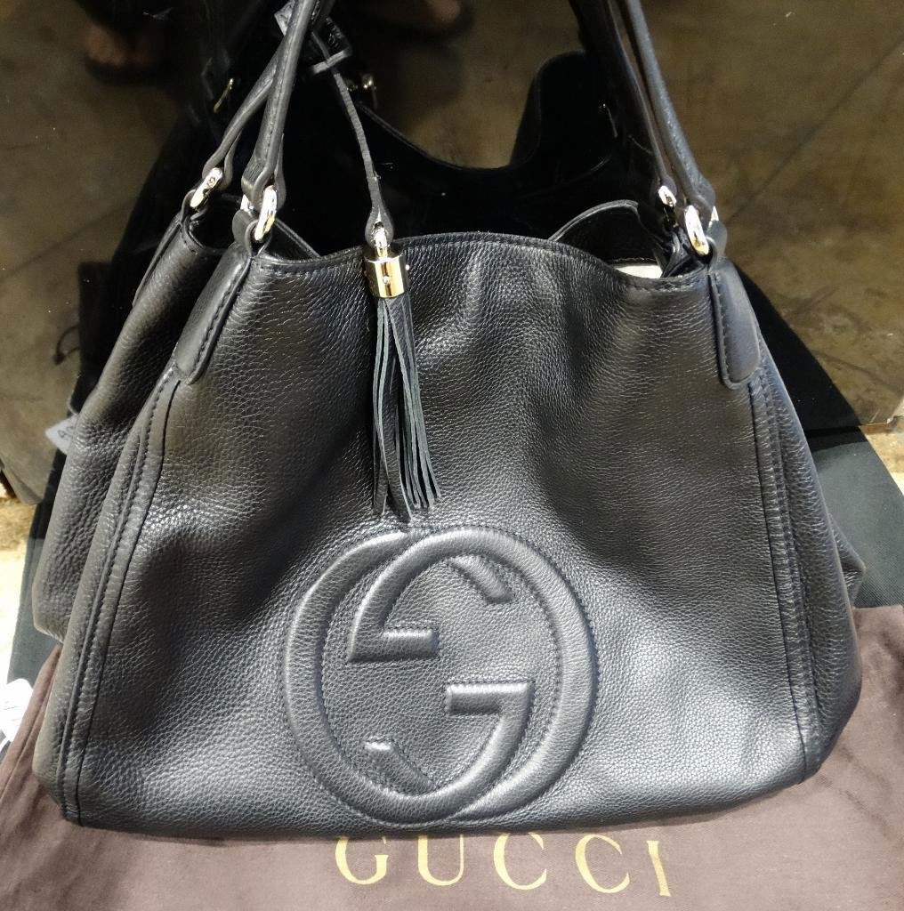 Gucci Large Black Leather Bag/Tote W/Tassles (1 of 5)