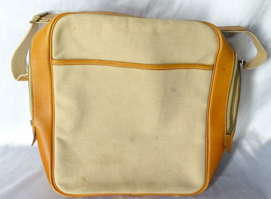 Vintage Hermes Tan Leather & Canvas Bag (1 of 6)
