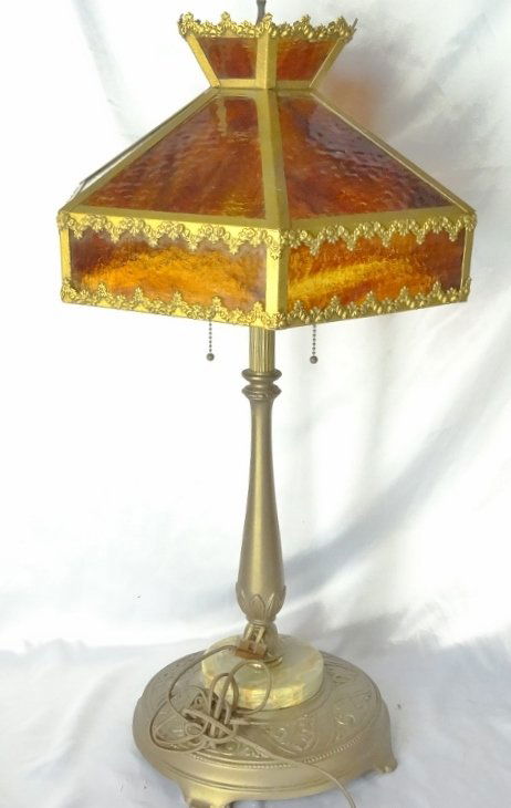Mid-Century Tiffany Style 30" Bronze Table Lamp (1 of 5)