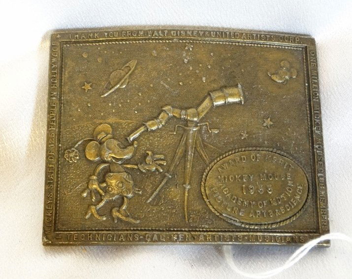 1933 Disney Brass Belt Buckle: 1933 Disney & United Artists Corp. Minnie Mouse Award of Merit Collectible Brass Belt Buckle - This piece is a brass collector's belt buckle given as a thank you gift to the workers of Walt Disney and