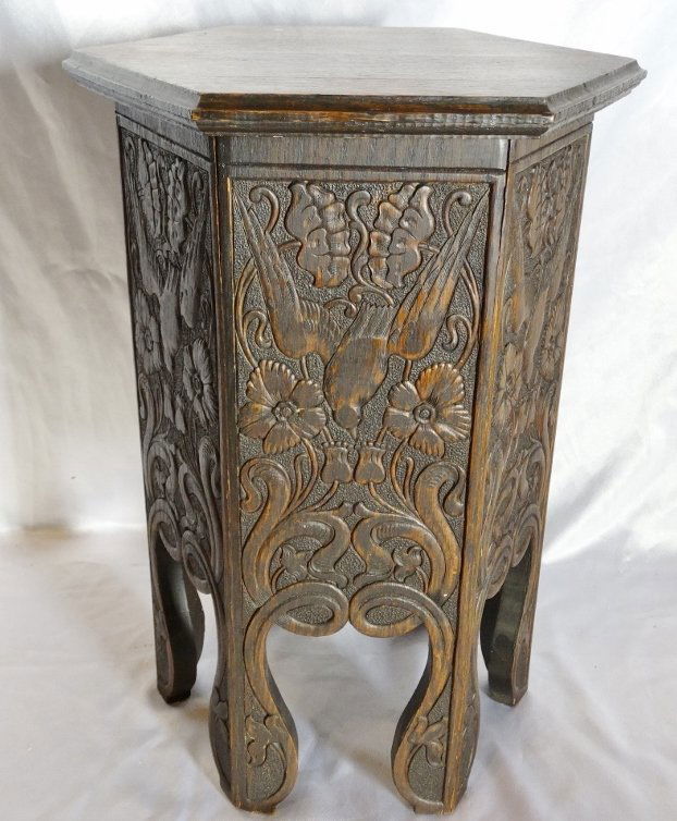 19th C. Chinese Carved Hexagonal 19" Stool (1 of 3)