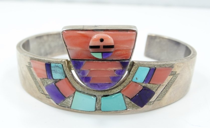 Navajo Solid .925 Silver 3-D Cuff Bracelet (1 of 6)