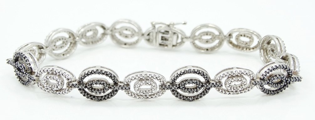3ctw Black & White Diamond & .925 Silver Bracelet (1 of 3)