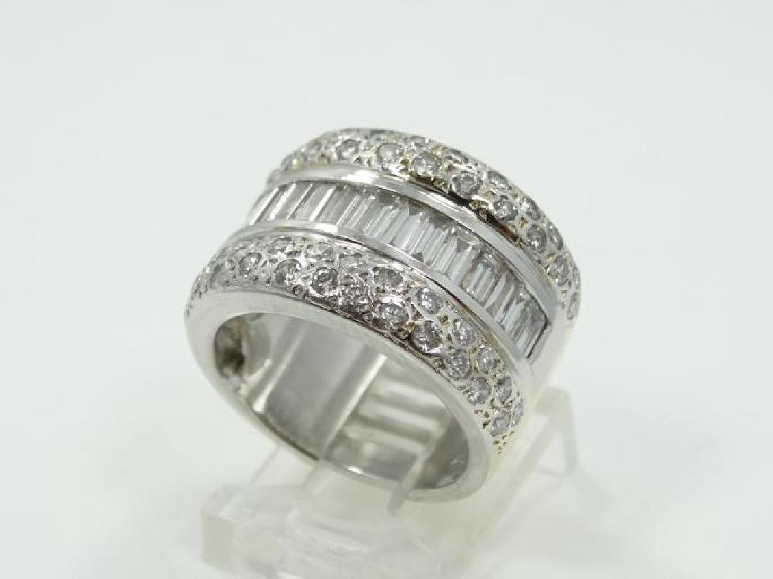 3.00ctw SI1-SI2/G-H Diam. & 14K White Gold Ring: 3.00CTW Genuine SI1-SI2/G-H Baguette & Round Cut Diamonds Set in Solid 14K White Gold 14.5mm Band - The center row of this beautiful piece contains approx. 1.75CTW Genuine Baguette-cut diamonds white
