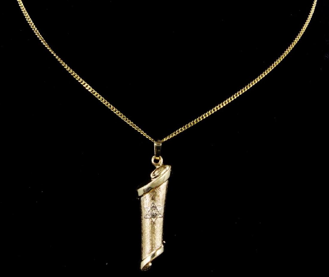 14K Yellow Gold 1.25" Mezuzah Scroll Necklace (1 of 5)