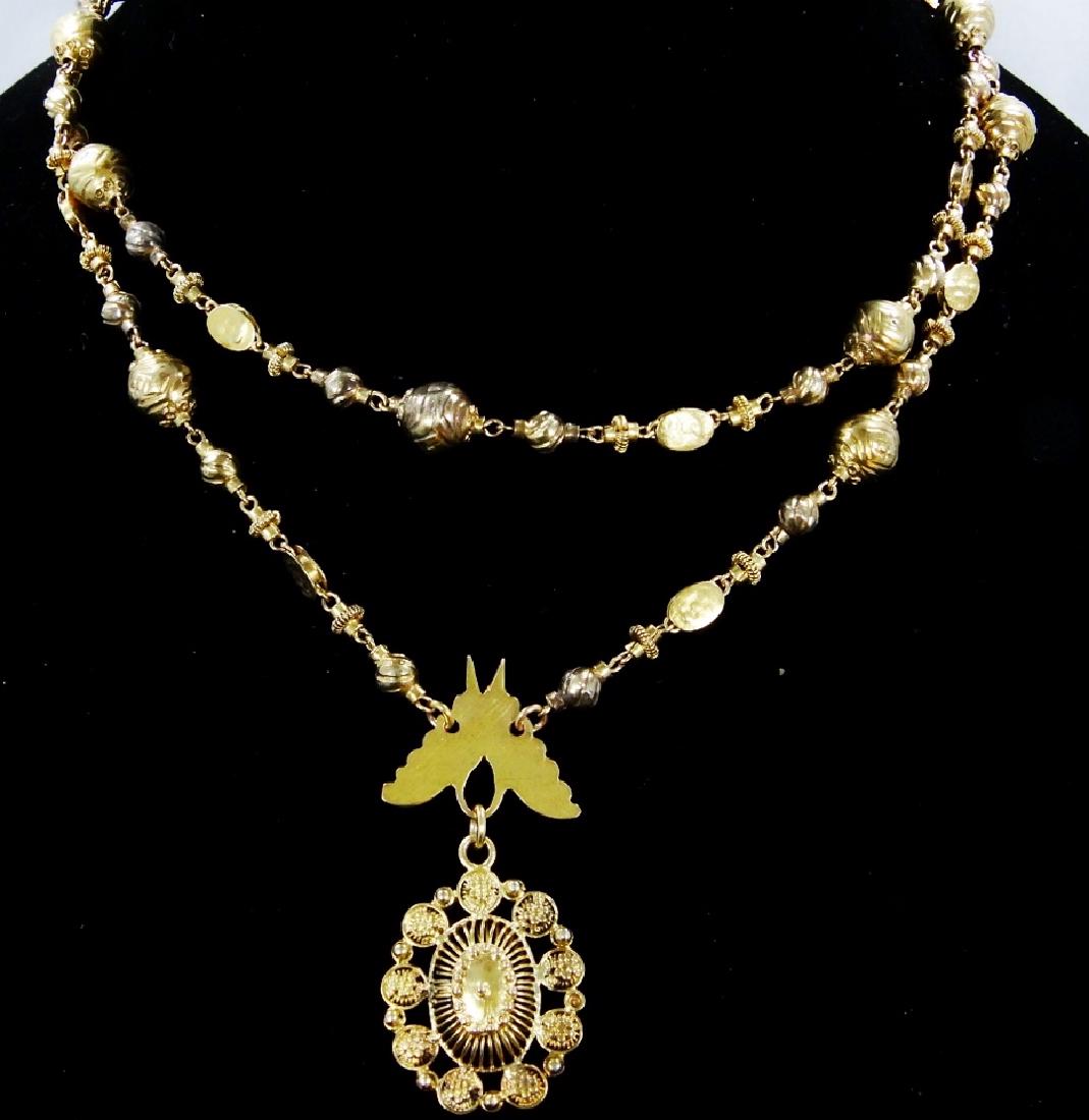 8K Yellow Gold 26" Rosary Style Bead Necklace (1 of 7)