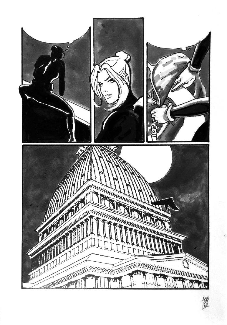 STEFANO BABINI - Diabolik: Colpo alla Little Nemo: Undicesima tavola dell'albetto speciale realizzato in occasione dei 50anni del personaggio. Tecnica mista su cartoncino, cm 32x45,5. Ottimo stato, firmata. Un omaggio dell'artista alla cittÃ di Tor