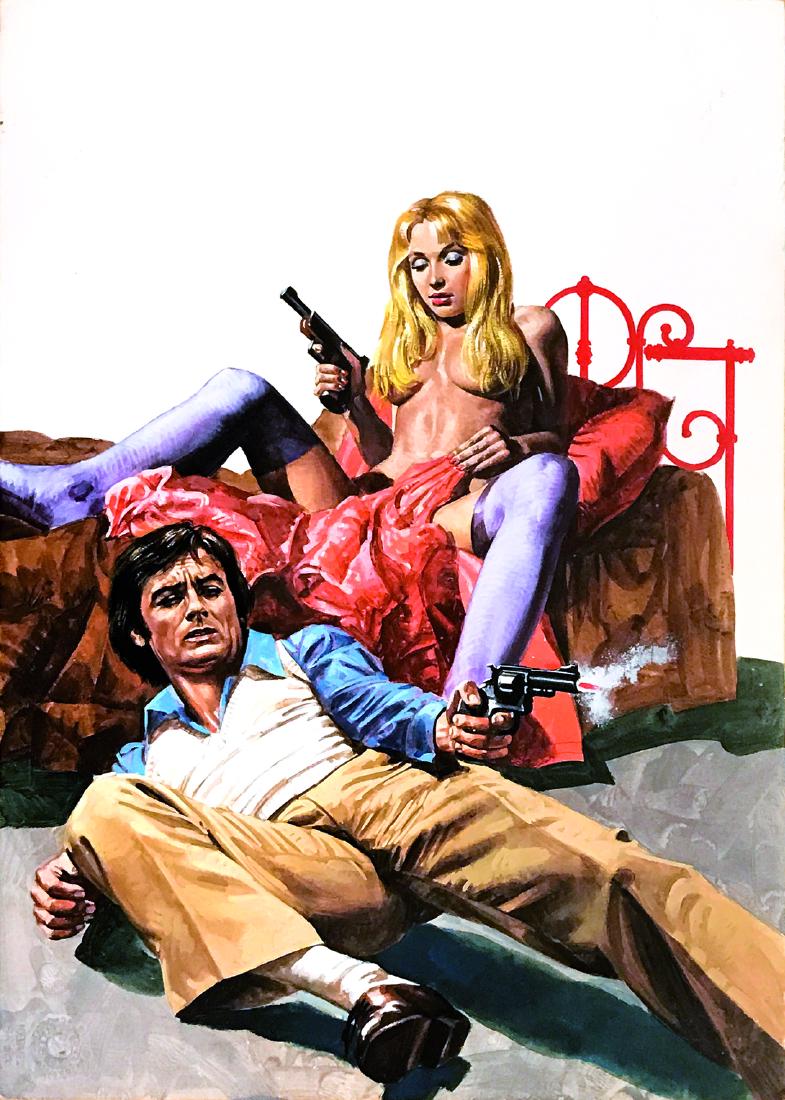 EMANUELE TAGLIETTI - Playcolt Delitto ad Haiti: Originale di copertina per il n. 69 edito nel 1978. Tempera su cartone, cm 25,5x36,5.