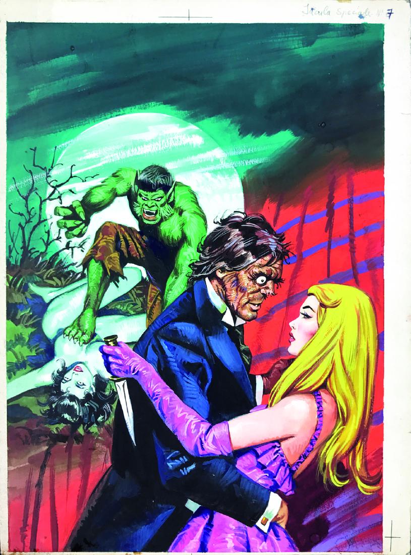 STUDIO ROSI - Jacula: Festa all'obitorio: Originale di copertina per Jacula Collezione n. 7, 1974. Tempera su cartone, cm 29x40. Ottimo stato.