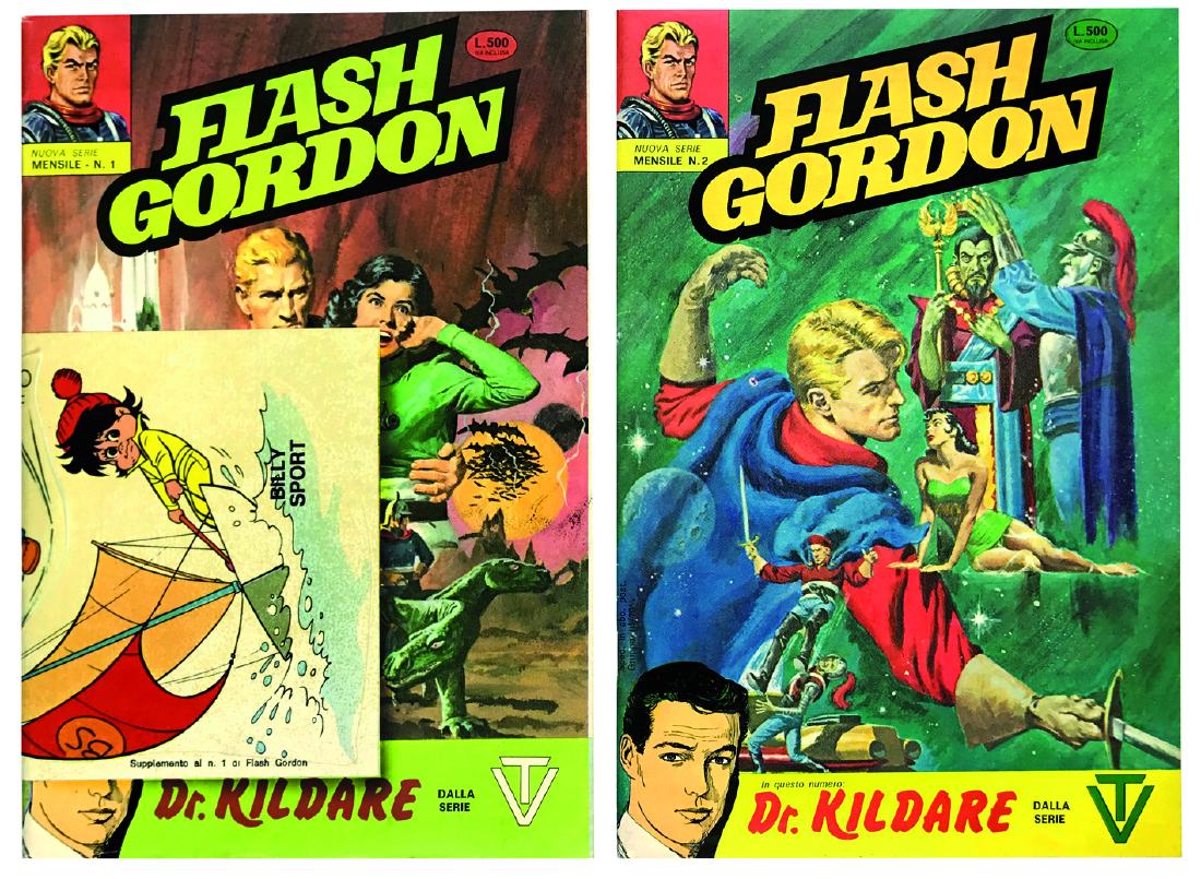Flash Gordon - Dr. Kildare: Edizioni Spada 1979, completa da 1 a 4; fascicoli cm 17,5x26. Disegni di Williamson, Ken Bald. In appendice striscia umoristica di Jac. Edicola magazzino. N. 1 completo di adesivo. ENG