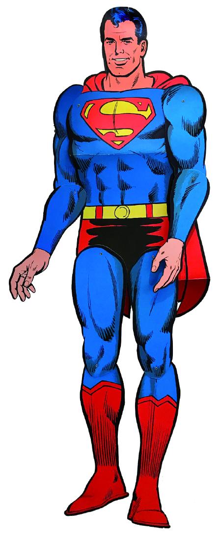Superman Sagoma promozionale: per il mercato Italiano In cartone con arti snodabili, cm 160x75 circa. Sagome in grande formato realizzate alla fine degli anni â€˜60 per il lancio del nuovo personaggio creato da Siegel e Schust