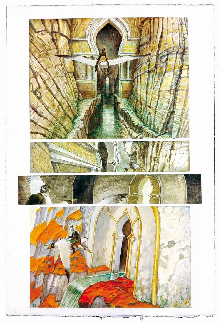 LUIGI DIGIAMMARINO - Bill Evans: Tavola originale pubblicata nella serie francese BD Jazz, prefazione di Alain Gerber; edita nel 2017. Tecnica mista su cartoncino cm 38x56,5. Firmata e datata 2016. Opera del fumettista, illustratore 