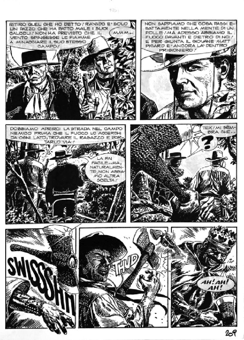 ORESTES SUAREZ - Tex I Ribelli di Cuba: 193a tav. pubblicata a pag. 209. Matita e china su cartoncino, cm 24,5x35.