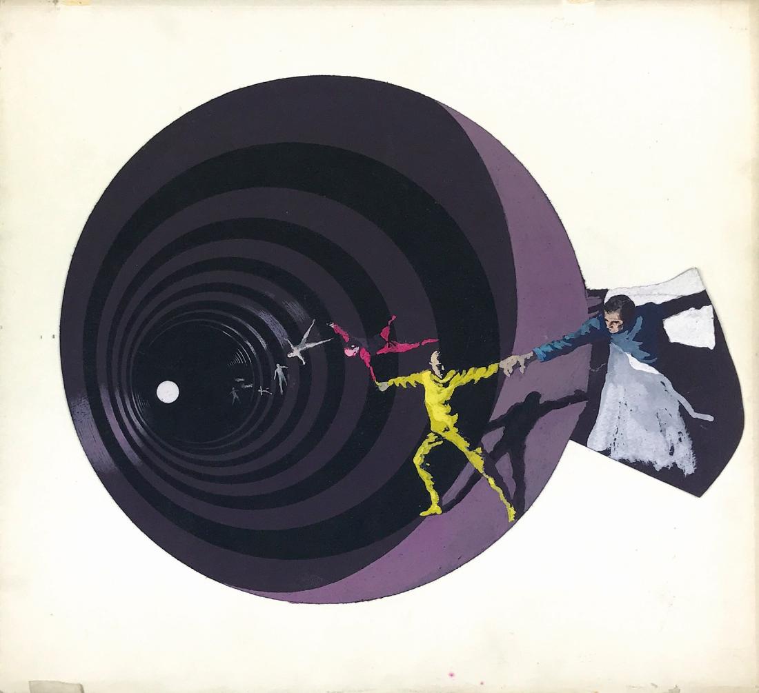 KAREL THOLE - I pionieri dell’Infinito: di Jerry Sohl. Originale di copertina per “Urania” n. 382, 1965. Tempera su cartone, cm 28x25,5. ENG Costigan’s Needle Original cover art for the Urania novel by Jerry Sohl, issue #382, 1965. Te