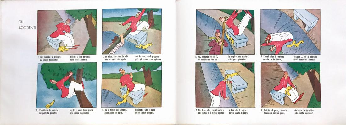 STO (SERGIO TOFANO) - Il Gioco della Musica: Di Zia Franca, Signorelli Editore, Roma, 1936. Prima edizione. Brossura cm 26x37.5. Pp. 52, con ill. n.t. e due colori, e f.t. a colori anche a doppia e tripla pagina. Cartonatura mz. tela editoriale.