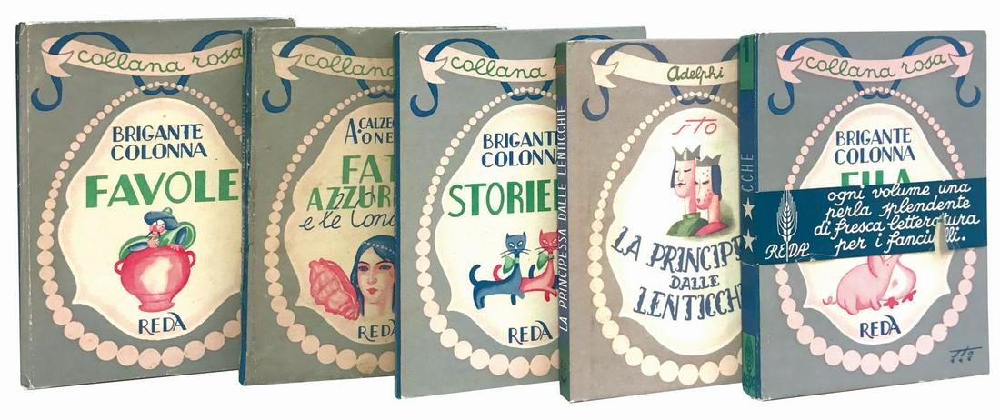 S. TOFANO e G. CONTI - Collana Rosa edizioni Reda: SERGIO TOFANO e GIAMBATTISTA CONTI, Collana Rosa edizioni Reda. Collezione completa di 5 volumetti editi nel 1945. A cura del Ramo Editoriale degli Agricoltori, composto da: vol. 1 Filastrocche di Bri