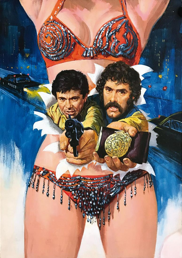 A. CIRIELLO (1918-2016) - (Mani Sporche sulla Città): Esecutivo per manifesto a tempera su cartoncino, 1974. Cm 50x36. Qualità: A. Fresco e ben conservato. Movimentato action-movie con Robert Blake ed Elliott Gould ENG Executive original art, tempera on