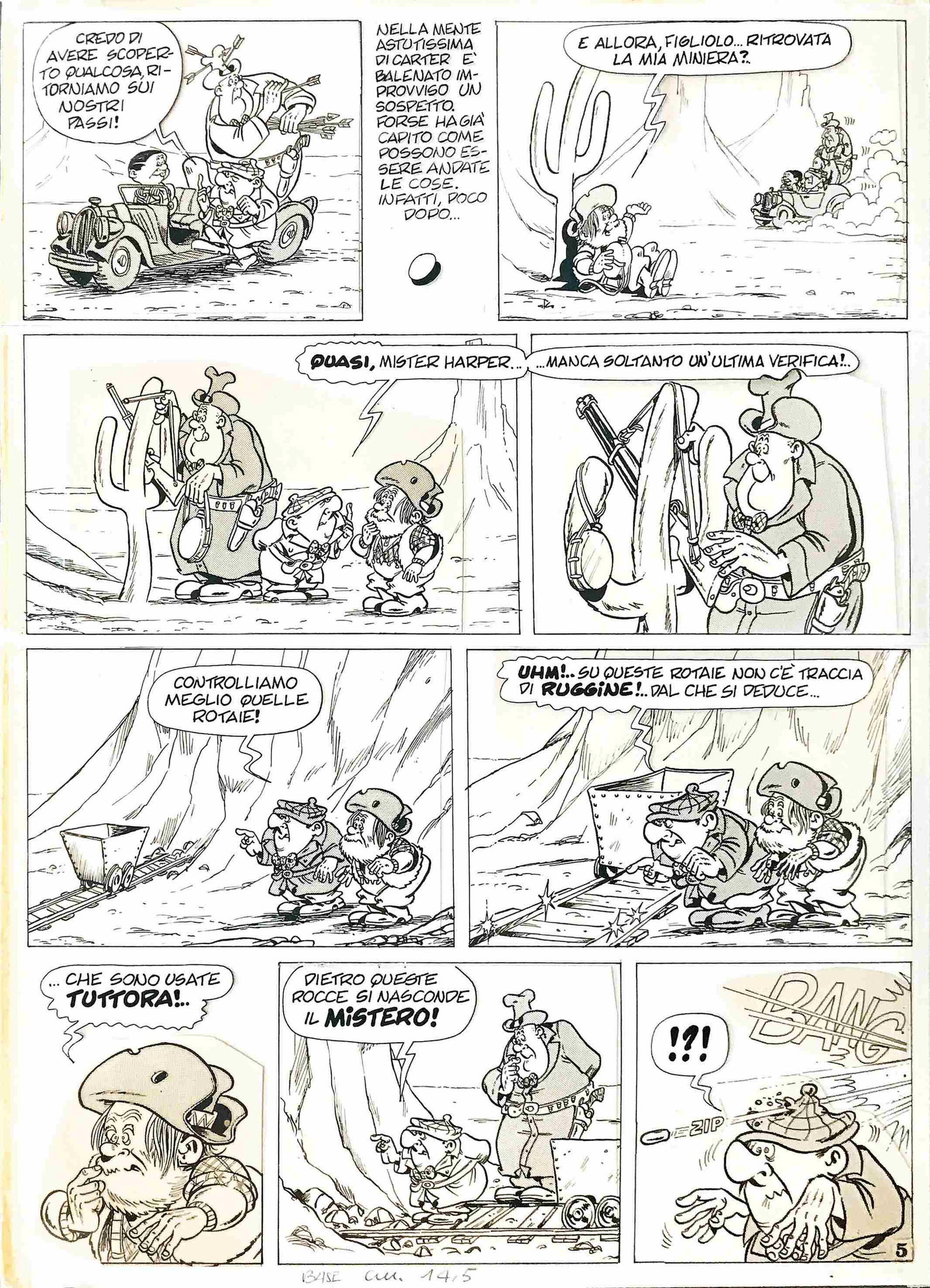 BONVI (pseud. FRANCO BONVICINI) - Nick Carter: Tavola originale per “Il Corriere dei Piccoli” pubblicata nel n. 19 del 1977. Matita, china e lucidi tratti da Supergulp su cartoncino. Cm 42x30.5. Buono stato. ENG Original art for “Il Corriere