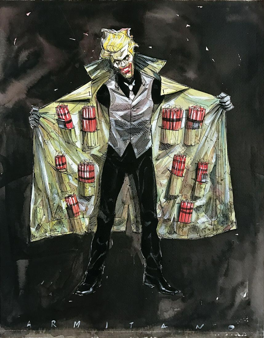 PAOLO ARMITANO (1981) - The Joker: Tecnica mista su cartoncino. Cm 43x33.5. Opera del giovane artista Bonelli. Ottimo stato. Non datato ma 2018. ENG Mixed technique on thin cardboard. Cm 43x33.5. Not dated but 2018. Very good condition