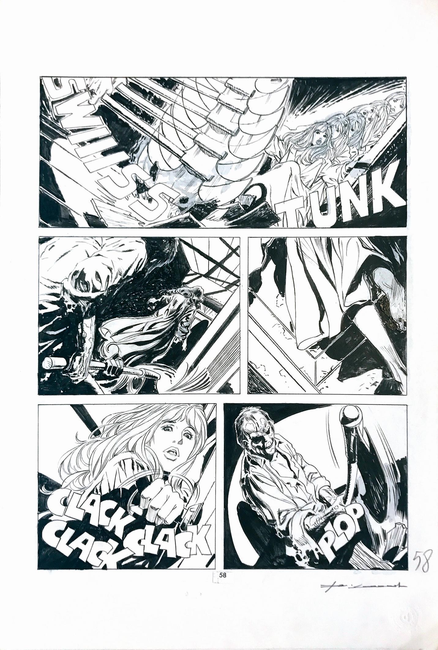C.ROI - Il Fantasma di Anna Never: Tavola originale pubblicata a pag. 58 del n. 4 di Dylan Dog edito da Bonelli nel gennaio 1987. Matita e china su cartoncino. Cm 41x27.5. Firmata. Ottimo stato. ENG Original art published by Bonelli on
