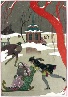 GEORGES BARBIER - Fetes Galantes: Par Paul Verlaine. H. Piazza, Parigi, 1928, prima edizione. Esemplare della tiratura di testa di 225 esemÂ­plari (nostro n. 88) stampati su carta Giappone Imperiale, di 1025 esemÂ­plari.