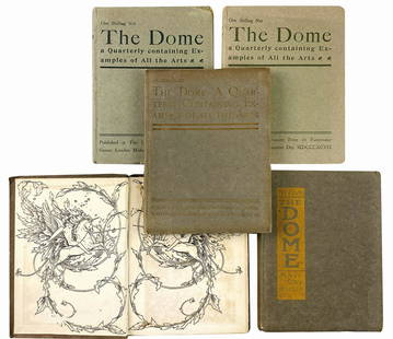 HOUSMAN E ALTRI - The Dome: HOUSMAN, BINYON, WOODROFFE, ROSSETTI - The Dome a Quarterly Containing Examples of All the Arts. Unicorn Press, Londra, 1897. Prima serie complete compoÂ­sta da 5 volumi cartonati, cm 21,5x16. Pp.